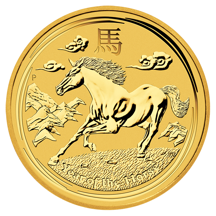 Goldmünze - Austr. Lunar II - 1 Unze - Pferd 2014