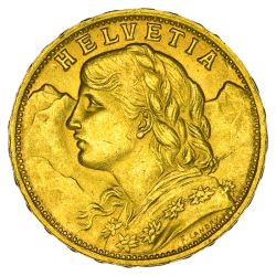 Foto der M&uuml;nze: 20 SFRS Gold Vreneli 5,81 g Art.-Nr. Goldmuenze20SFRSVreneli