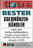 FOCUS MONEY Siegel: Bester Goldmünzenhändler