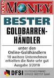FOCUS MONEY Siegel: Bester Goldbarrenhändler
